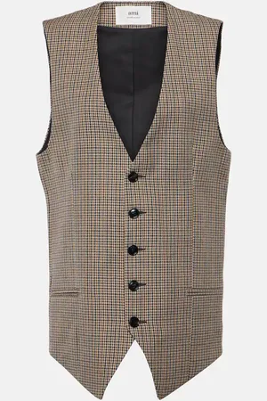 Ami Houndstooth virgin wool vest