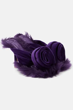 Burberry Step Rose velvet thong sandals
