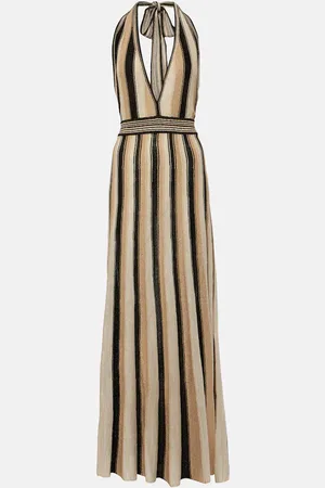 Camilla Striped halterneck knit maxi dress