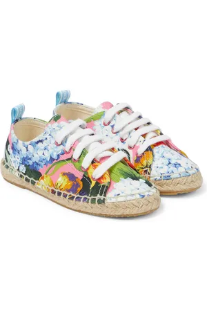 Dolce & Gabbana Floral lace-up canvas espadrillas