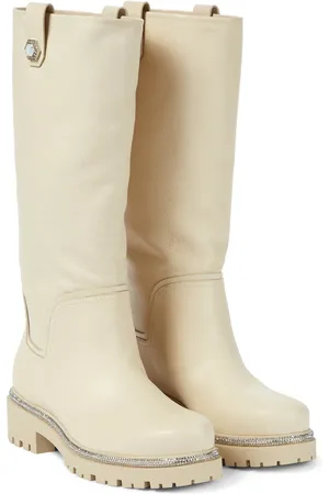 RENE CAOVILLA Embellished leather knee-high boots