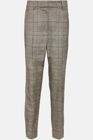 Brunello Cucinelli Checked wool and cotton-blend pants