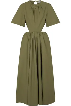 Deveaux New York Cutout poplin midi dress