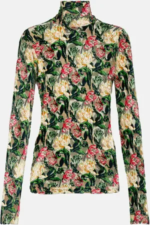 Paco rabanne Floral crepe turtleneck top