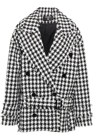 Balmain Houndstooth tweed pea coat