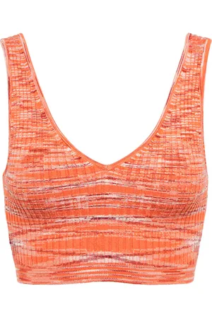 Staud Hana space-dyed ribbed-knit crop top