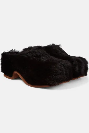 DRIES VAN NOTEN Faux fur clogs