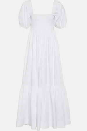 Ganni Smocked cotton poplin maxi dress