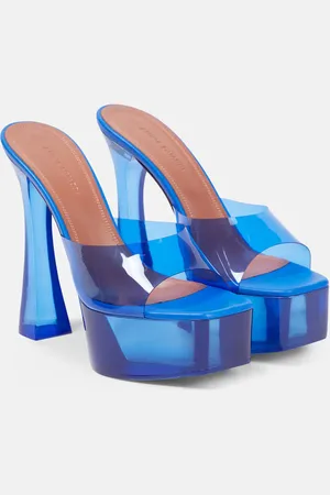 Amina Muaddi Dalida Glass PVC platform mules