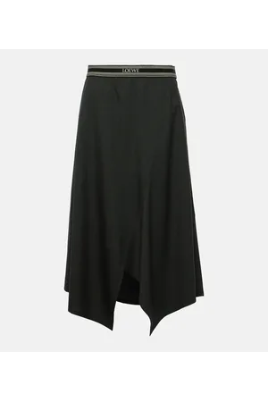 Loewe Asymmetric wool midi skirt