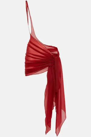 MUGLER One-shoulder jersey beach cover-up