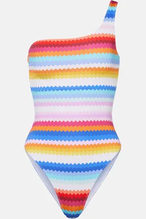 Missoni Chevron printed one-shoulder swimsuit
