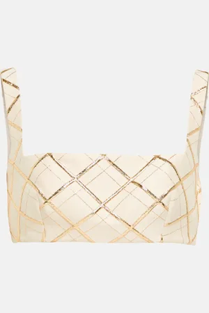 VALENTINO Wool-blend brocade crop top