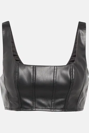 Staud Wells cropped leather-effect top