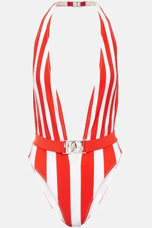 Dolce & Gabbana Portofino striped halterneck swimsuit