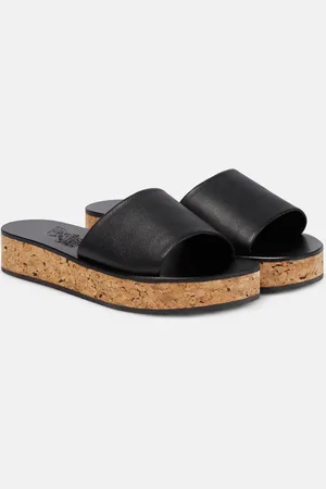 Ancient Greek Sandals Taygete cork and leather platform slides