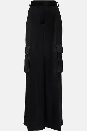 VERSACE High-rise wide-leg satin cargo pants