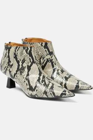Ganni Snake-effect faux leather ankle boots