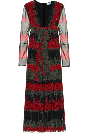 RED Valentino Pleated floral midi dress