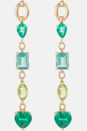 Nadine Aysoy Catena 18kt gold earrings with emeralds, peridot and tourmaline