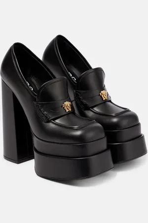 VERSACE Aevitas leather platform loafer pumps
