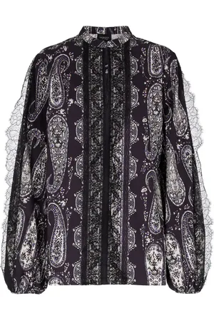 Giambattista Valli Lace-trimmed paisley cotton blouse