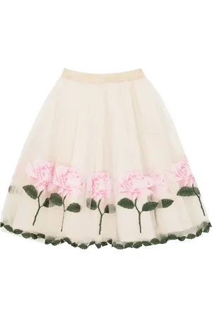 MONNALISA Embroidered tulle skirt