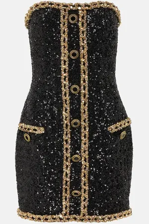 Balmain Sequined strapless minidress