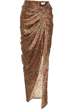 Khaite Louie floral satin skirts