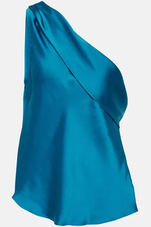 Simkhai Lexy draped one-shoulder satin top