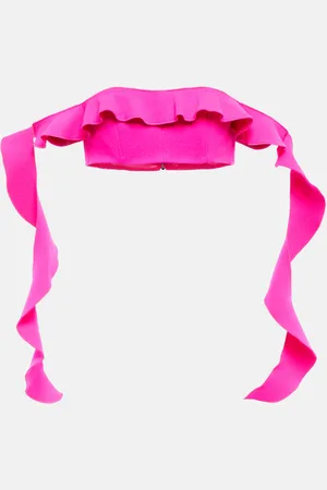 DAVID KOMA Strapless wool-blend ruffle top