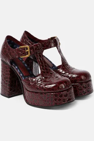 Etro Croc-effect leather Mary Jane pumps