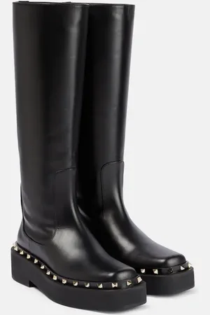 VALENTINO GARAVANI Rockstud leather knee-high boots