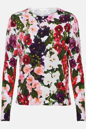 Oscar de la Renta Floral cotton-blend cardigan