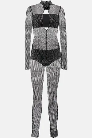 GIUSEPPE DI MORABITO Crystal-embellished mesh jumpsuit