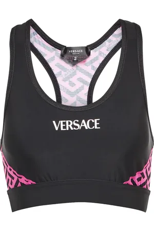 Versace Greca Signature Tulle Bralette In Nero