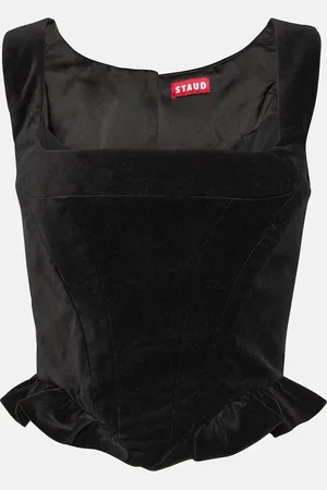 Staud Lorelai cotton velvet bustier top