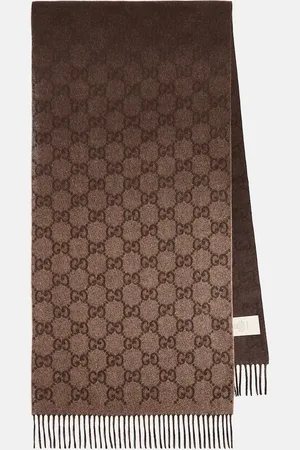 Gucci GG jacquard fringed cashmere scarf