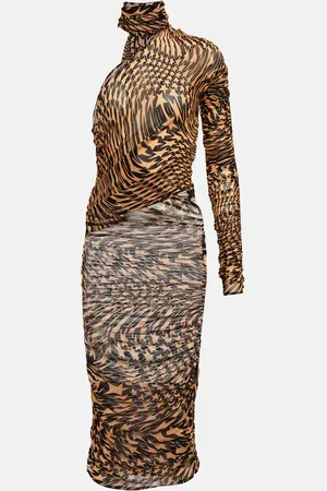 MUGLER Printed cutout mesh minidress