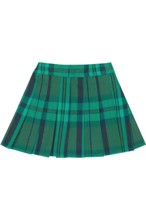 MORLEY Checked pleated cotton skirt