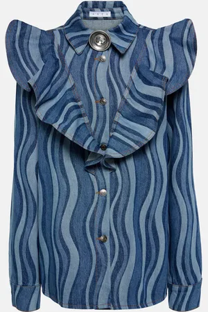 AREA Sunray ruffled denim shirt