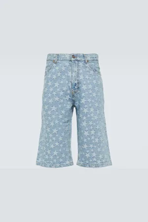 ERL Jacquard cotton denim shorts