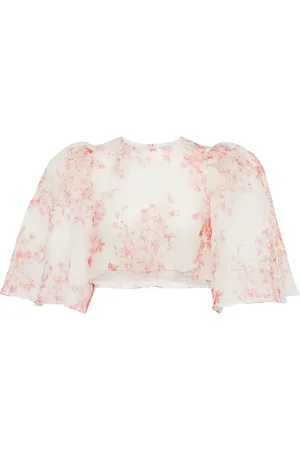 Giambattista Valli Floral silk chiffon crop top