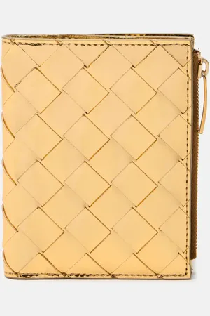 Bottega Veneta Intrecciato metalic leather wallet