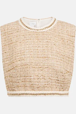 Giambattista Valli Embellished tweed crop top