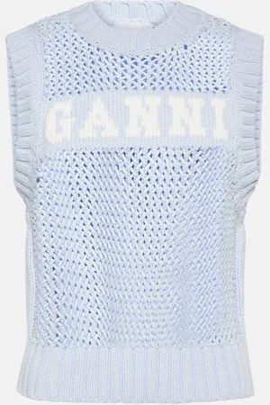 Ganni Logo cotton-blend sweater vest