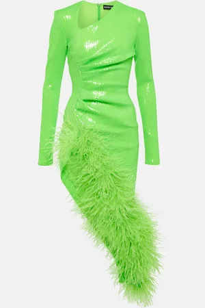 DAVID KOMA Sequined feather-trimmed midi dress