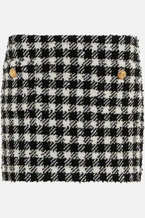 Alessandra Rich Checked wool-blend bouclÃ© miniskirt