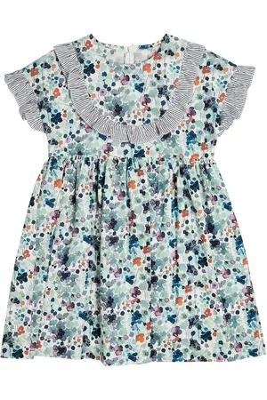 Il gufo Ruffle-trimmed floral cotton poplin dress