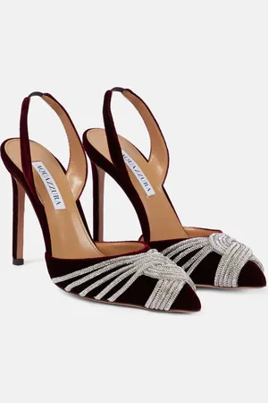 Aquazzura Gatsby 105 embellished velvet slingback pumps